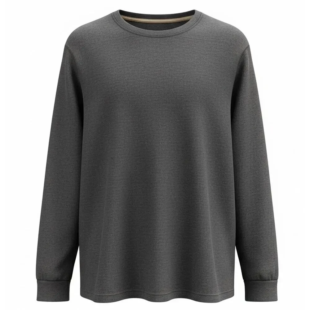 Banana Republic Slub Double Knit Charcoal Gray Crew Neck Long Sleeve T Shirt XXL